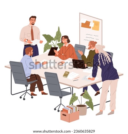 People office work. Vector illustration. Office workers interact with clients and customers to fulfill their needs A worker employee takes pride in their work and strives for excellence