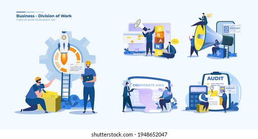 People office worker division or field of work illustration collection set for graphic resources