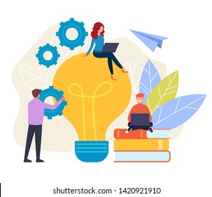 People office workers characters generation good ideas. Teamwork concept. Vector flat cartoon graphic design isolated illustration