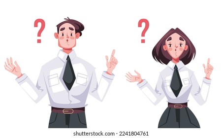 People office workers characters thinking concept.  Vector graphic design illustration element