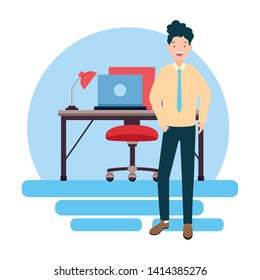 people office workplace vector illustration design image