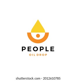 ilustración del icono del vector del logotipo de caída de aceite de la gente