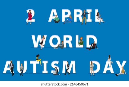 People on "2 April World Autism Day" for Web, Mobile App