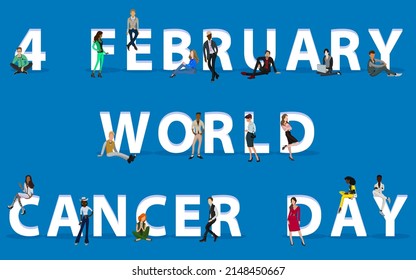 People on "4 February World Cancer Day" for Web, Mobile App
