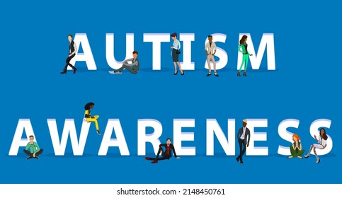 People on "Autism Awareness" for Web, Mobile App, Presentations