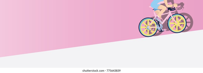 People on Bicycle side View, have a shadow on the wall. vector.illustration.