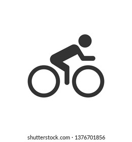 People on bicycle sign icon in flat style. Bike vector illustration on white isolated background. Men cycling business concept.
