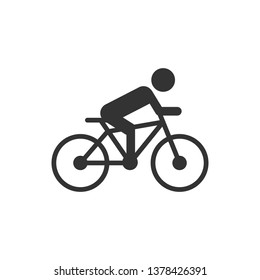 People on bicycle sign icon in flat style. Bike vector illustration on white isolated background. Men cycling business concept.