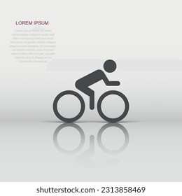 People on bicycle sign icon in flat style. Bike vector illustration on white isolated background. Men cycling business concept.