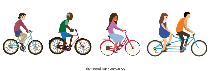 people on bicycles. Vector illustration