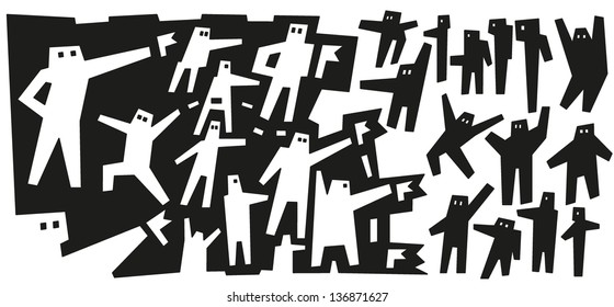people on demonstration - abstract vector illustration