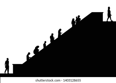 People On Escalator Silhouette Vector