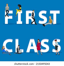 People on "First Class" for Web, Mobile App, Presentations
