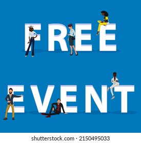People on "Free Event" for Web, Mobile App, Presentations