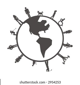 people on the globe