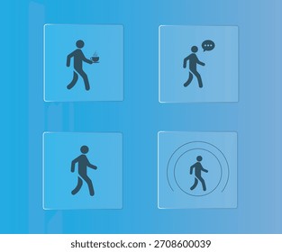 Pessoas no Go Vetor Icon Set: Caminhada, Café e Comunicação