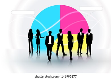 People on the graph background