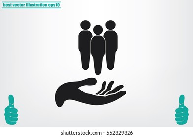 People on the hand, vector illustration EPS 10