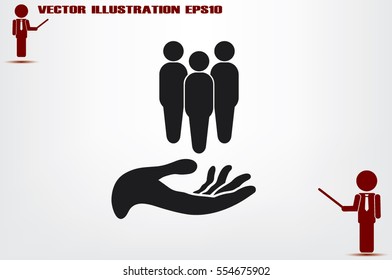 People on the hand, vector illustration.