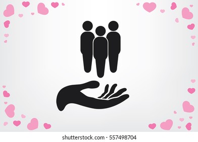People on the hand, vector illustration EPS 10