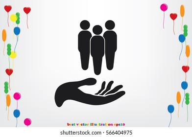 People on the hand, vector illustration EPS 10