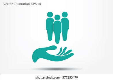 People on the hand, vector illustration.