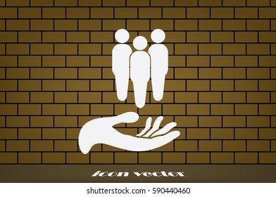 People on the hand, vector illustration.