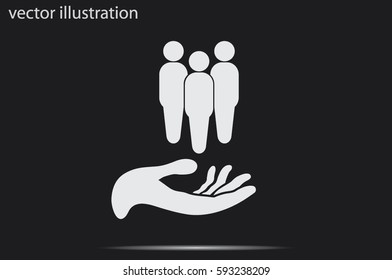 People on the hand, vector illustration.