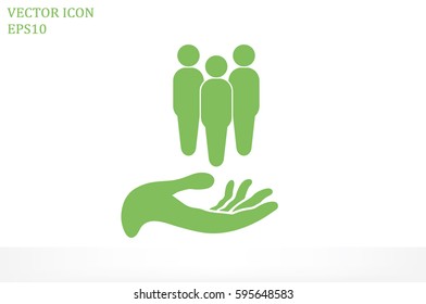 People on the hand, vector illustration.
