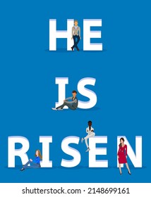 People on "He Is Risen" for Web, Mobile App, Presentations