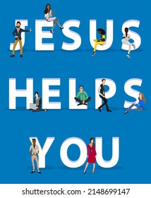 People on "Jesus Helps You" for Web, Mobile App, Presentations