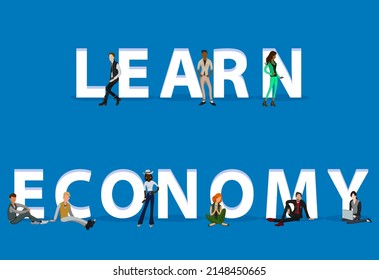 People on "Learn Economy" for Web, Mobile App, Presentations