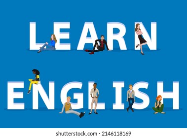 People on "Learn English" for Web, Mobile App, Presentations