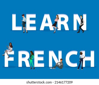 People on "Learn French" for Web, Mobile App, Presentations