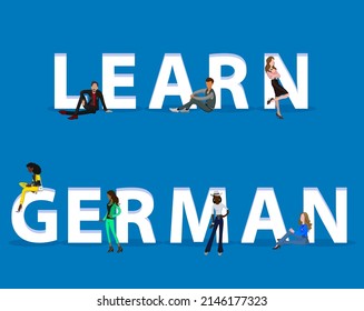 People on "Learn German" for Web, Mobile App, Presentations