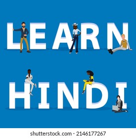 People on "Learn Hindi" for Web, Mobile App, Presentations