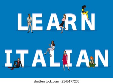 People on "Learn Italian" for Web, Mobile App, Presentations