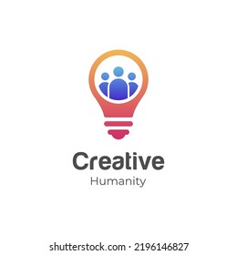 people on the light bulb logo sign design vector creative human smart logo icon symbol. vector illustration
