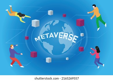 People on metaverse 2d flat vector illustration concept for banner, website, illustration, landing page, flyer, etc.