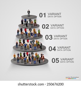 People on a pedestal in the hierarchy. Vector infographic illustration