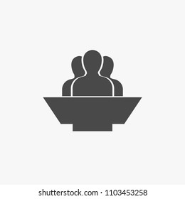 people on a podium speech vector icon campaign and speaker icon