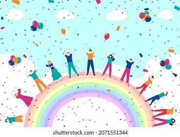 a lot of people on the rainbow