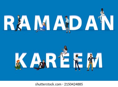 People on "Ramadan Kareem" for Web, Mobile App, Presentations