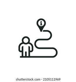 People on Route map information icon isolated of flat style design on white background