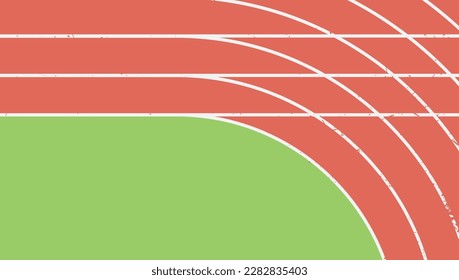 People on running track. Top view of running track.