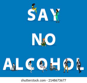 People on "Say No Alcohol" for Web, Mobile App, Presentations