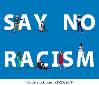 People on "Say No Racism" for Web, Mobile App, Presentations