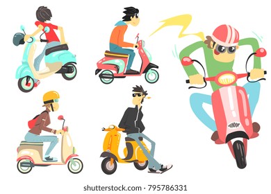 People On Scooters Set