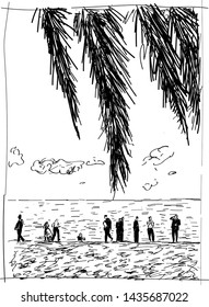 People on the seaside vector illustration