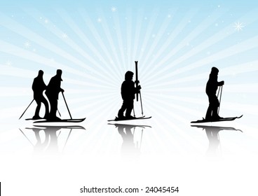 People  on  snow vector illustration